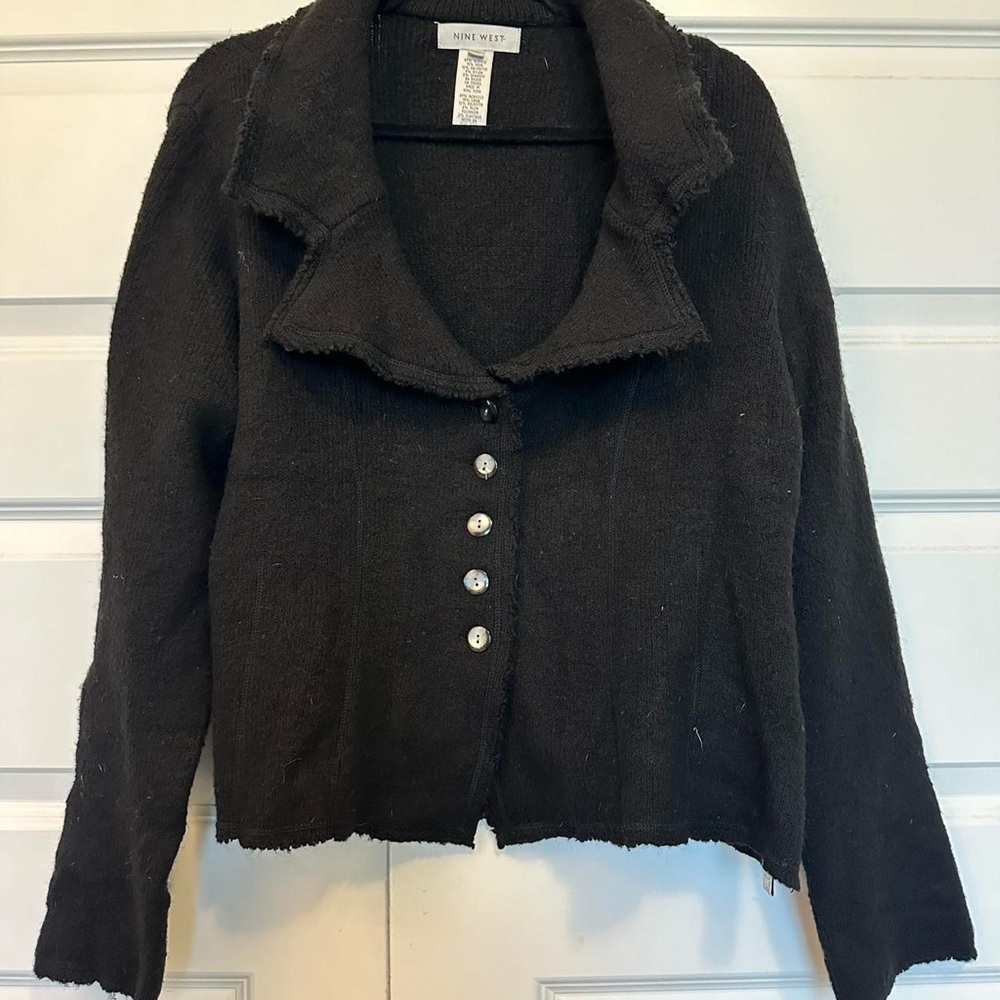 Nine West Black Button-Up Cardigan